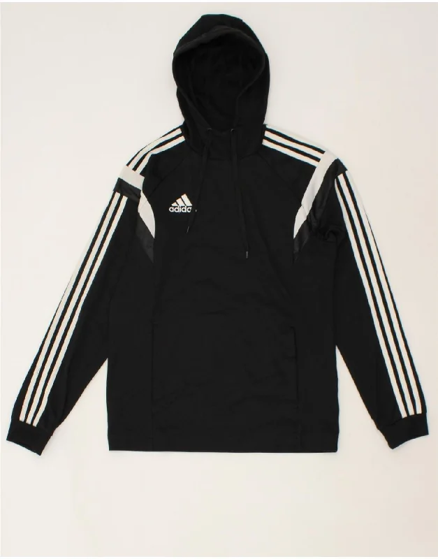 ADIDAS Mens Graphic Hoodie Jumper Small Black Colourblock Polyester Hoodie Jacket Zipper Layering