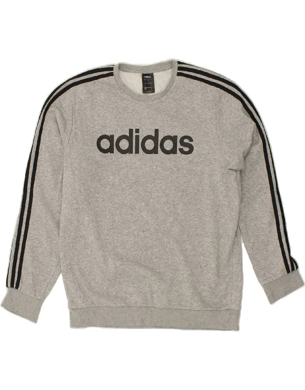 ADIDAS Mens Graphic Sweatshirt Jumper Large Grey Cotton Hoodie with Strings Custom Fit Adjustable ADIDAS Mens Graphic Sweatshirt Jumper Large Grey Cotton Hoodie with Strings Custom Fit Adjustable