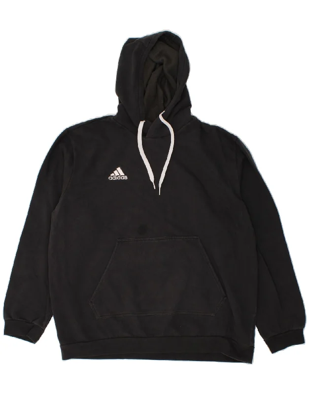 ADIDAS Mens Hoodie Jumper XL Black Cotton Hoodie with Set-In Sleeves Structured Classic ADIDAS Mens Hoodie Jumper XL Black Cotton Hoodie with Set-In Sleeves Structured Classic