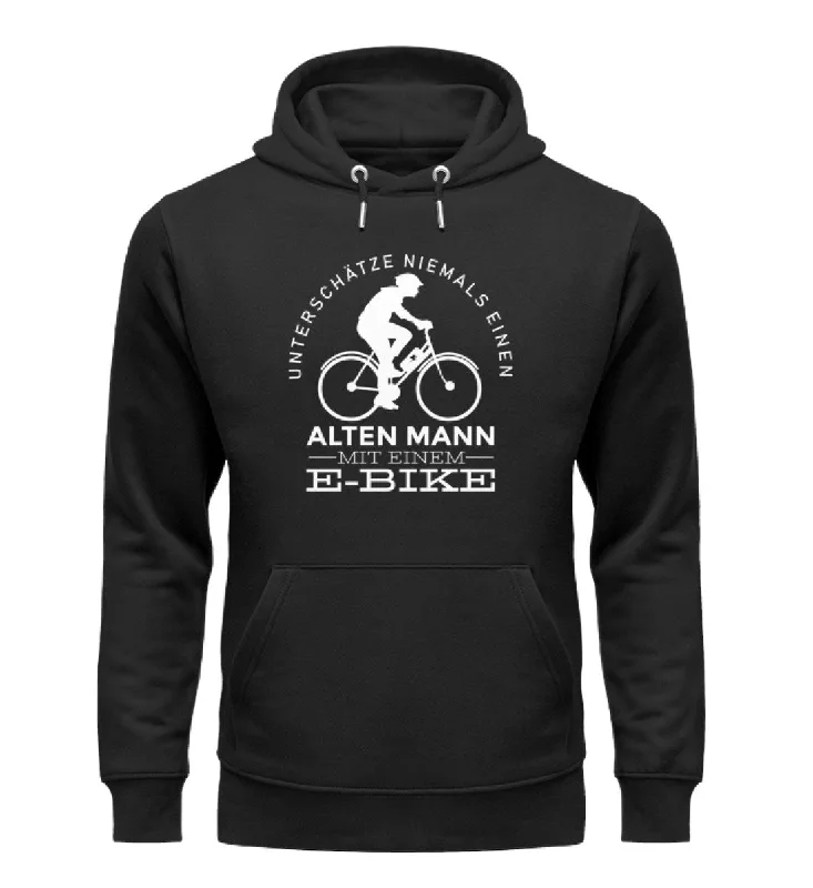 Alter Mann mit einem E-Bike - Unisex Premium Organic Hoodie Hoodie with Embroidery Detailed Premium