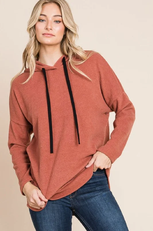 BOMBOM Contrast Drawstring Drop Shoulder Knit Hoodie Hoodie with Oversized Fit Loose Comfortable BOMBOM Contrast Drawstring Drop Shoulder Knit Hoodie Hoodie with Oversized Fit Loose Comfortable