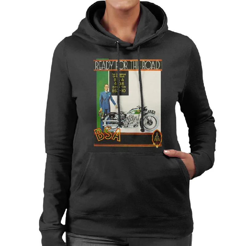 BSA Ready For The Road Women's Hooded Sweatshirt Hoodie with Ribbed Hem Stretchable Secure
