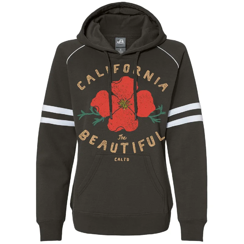 Cali Beautiful Varsity Hoodie Hoodie with Hem Contrast Bold Stylish