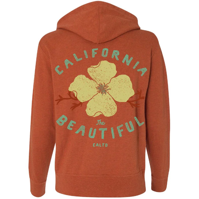 Cali Beautiful Zipper Hoodie Hoodie with Drawstring Waist Adjustable Fitted