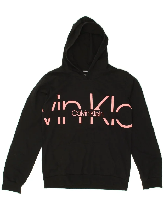 CALVIN KLEIN Girls Graphic Hoodie Jumper 14-15 Years Black Cotton Hoodie with Longline Fit Extended Stylish CALVIN KLEIN Girls Graphic Hoodie Jumper 14-15 Years Black Cotton Hoodie with Longline Fit Extended Stylish
