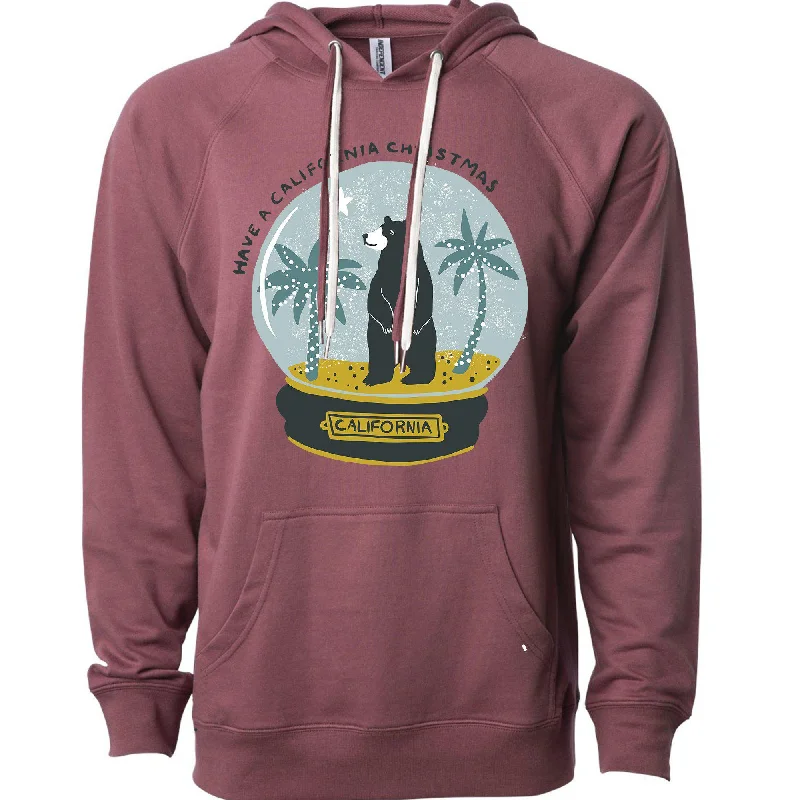 Christmas Globe Maroon Hoodie Hoodie with Crew Neck Simple Timeless