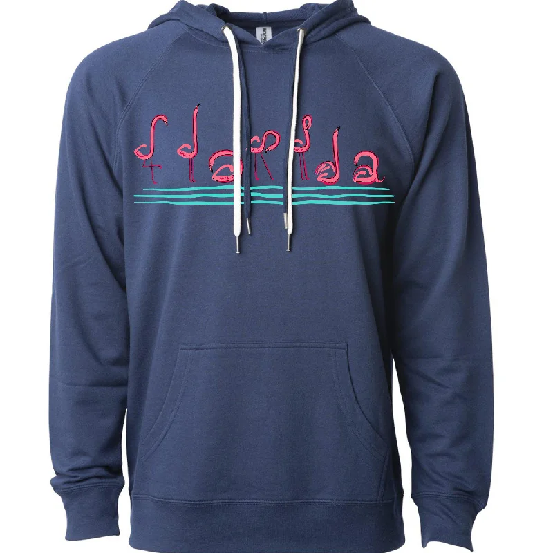 Curvy Flamingos Florida Raglan Hoodie Hoodie with Applique Textured Unique