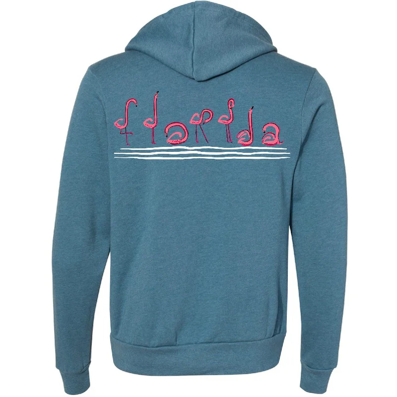 Curvy Flamingos Florida Zipper Hoodie Hoodie with Monochrome Minimalist Simple