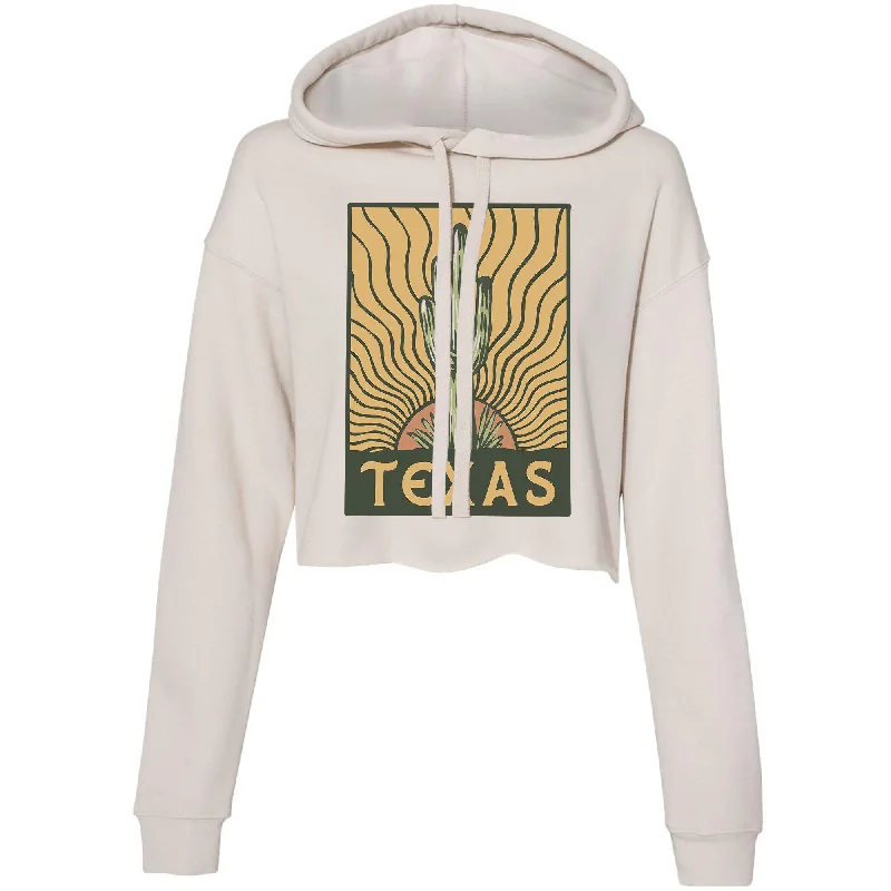 Desert Sunset Texas Cropped Hoodie Hoodie with Set-In Sleeves Structured Classic