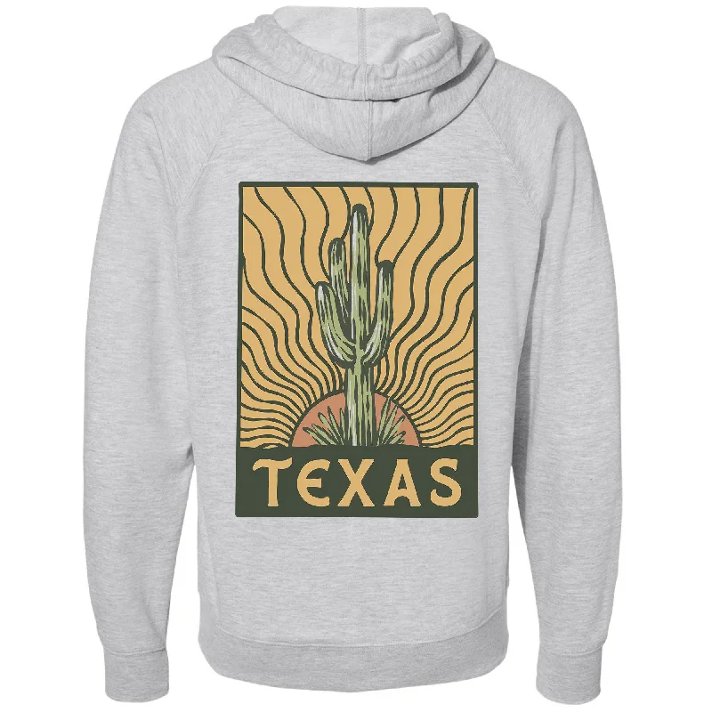 Desert Sunset Texas Raglan Zipper Hoodie Hoodie with Mock Neck Collared Structured