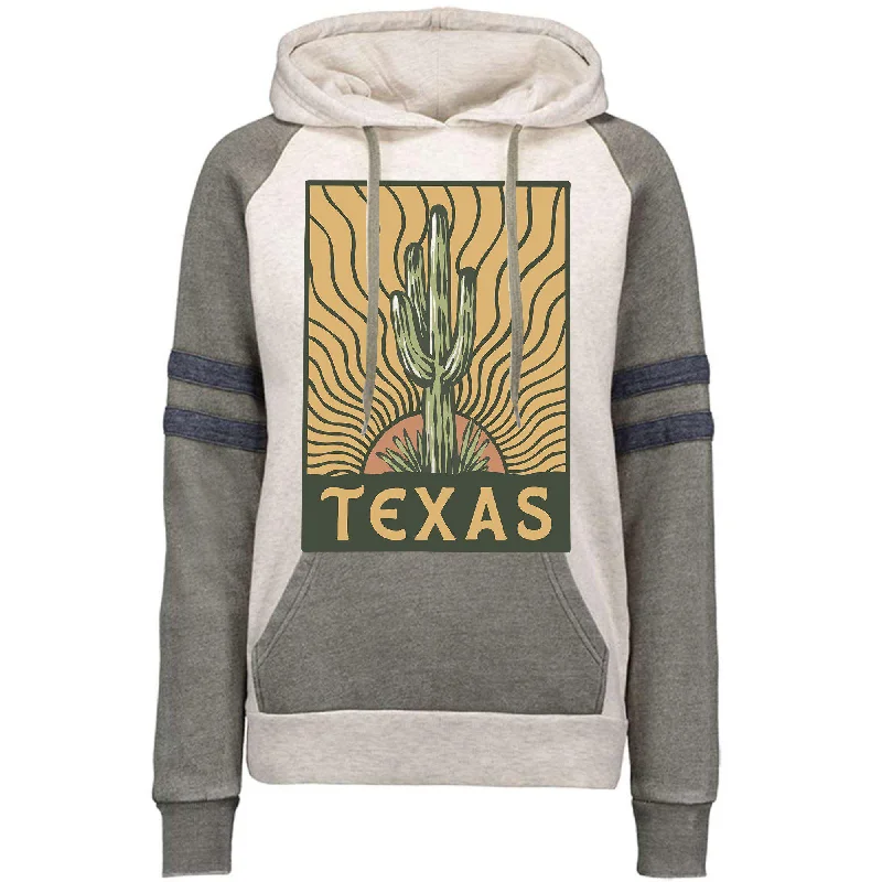 Desert Sunset Texas Varsity Hoodie Hoodie with Frayed Bohemian Relaxed