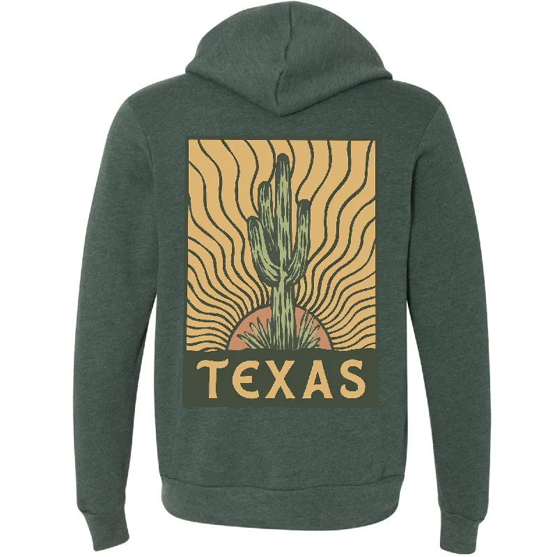 Desert Sunset Texas Zipper Hoodie Hoodie with Hem Raw Edge Edgy Unfinished