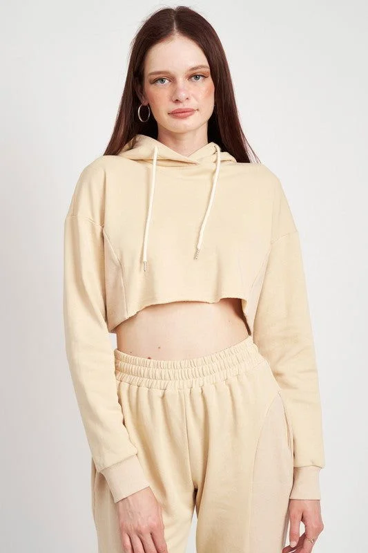 Emory Park Cropped Hoodie With Drawstrings Hoodie with Oversized Fit Loose Comfortable Emory Park Cropped Hoodie With Drawstrings Hoodie with Oversized Fit Loose Comfortable