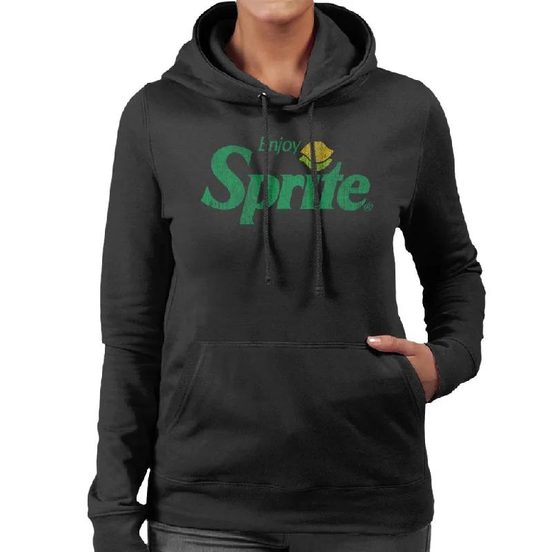 Enjoy Sprite Distressed Logo Women's Hooded Sweatshirt Hoodie with Half-Zip Sporty Casual