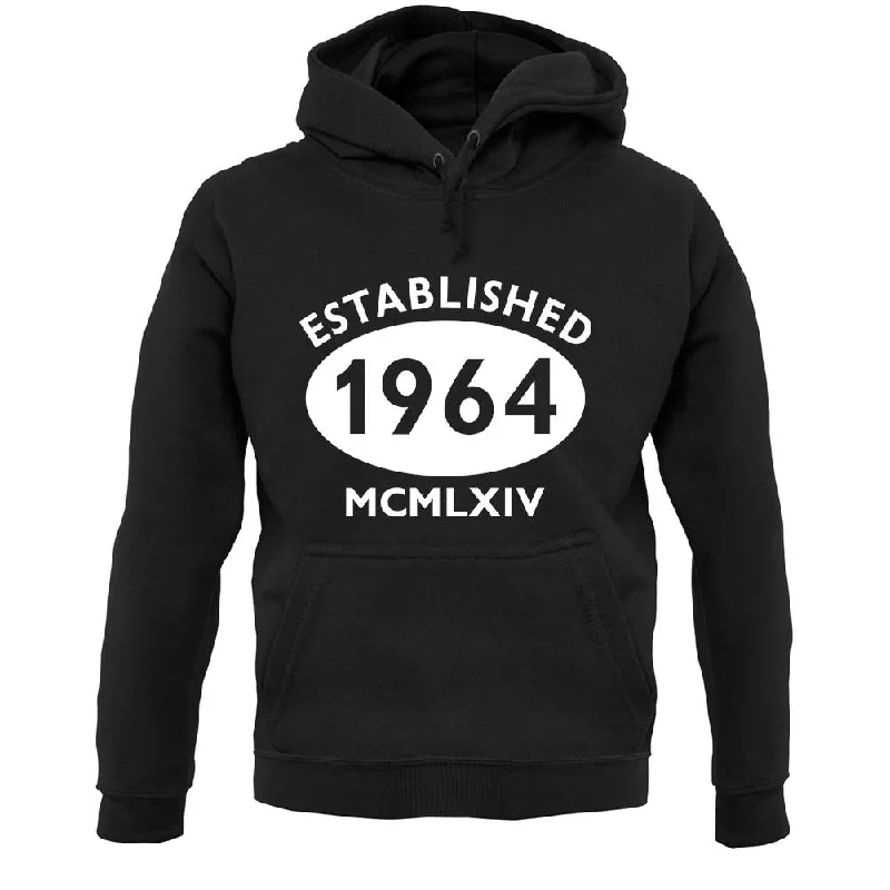 Established 1964 Roman Numerals Unisex Hoodie Hoodie with Hem Contrast Bold Stylish