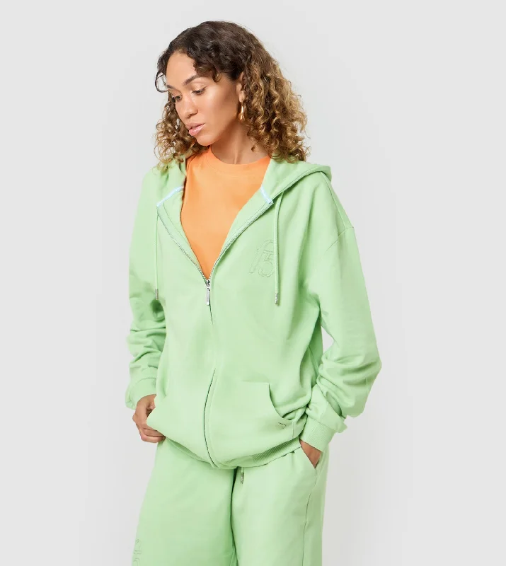 F5 Oversized Zip-Up Hoodie Hoodie with Hem Raw Edge Edgy Unfinished