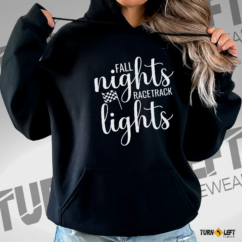 Fall Nights Racetrack Lights Hooded Sweatshirt Hoodie with Camouflage Military Edgy