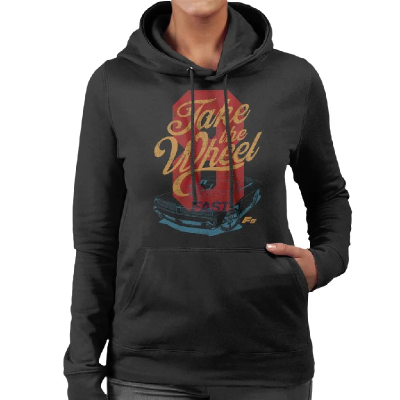 Fast and Furious 8 Take The Wheel Women's Hooded Sweatshirt Hoodie with Pastel Soft Subtle Fast and Furious 8 Take The Wheel Women's Hooded Sweatshirt Hoodie with Pastel Soft Subtle