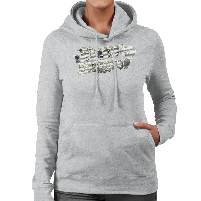 Fast and Furious Just Fast Enough Chrome Text Women's Hooded Sweatshirt Hoodie with Exposed Zipper Edgy Industrial Fast and Furious Just Fast Enough Chrome Text Women's Hooded Sweatshirt Hoodie with Exposed Zipper Edgy Industrial