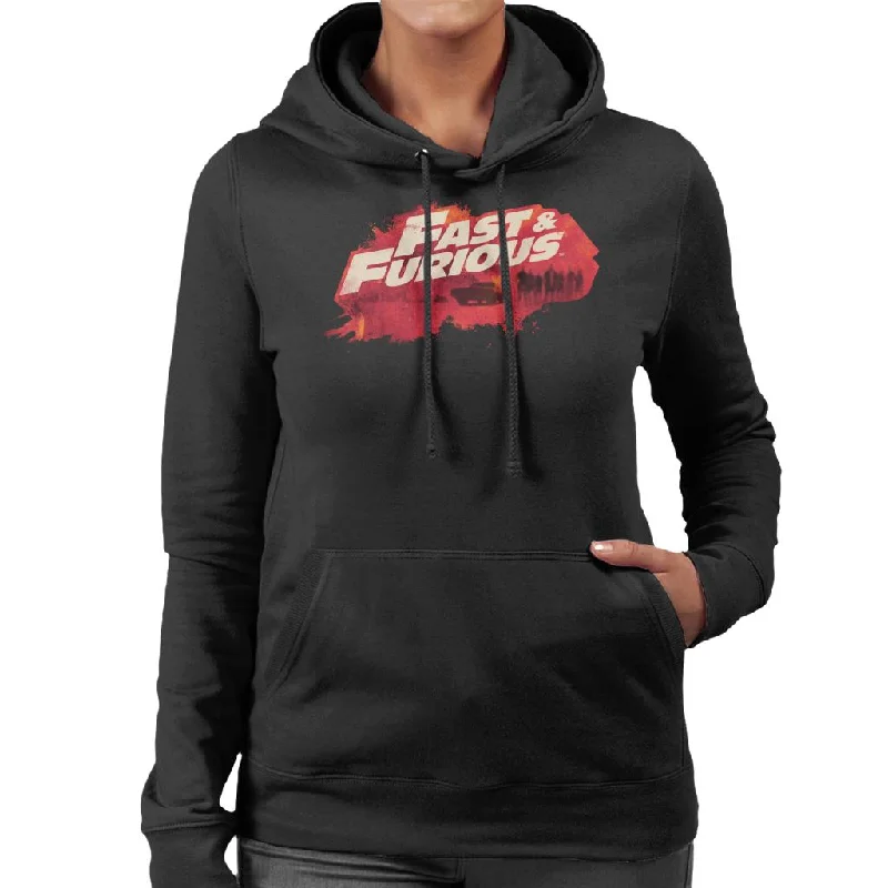 The Fast and The Furious Logo Character Backdrop Women's Hooded Sweatshirt Hoodie with Elastic Cuffs Stretchable Comfortable The Fast and The Furious Logo Character Backdrop Women's Hooded Sweatshirt Hoodie with Elastic Cuffs Stretchable Comfortable