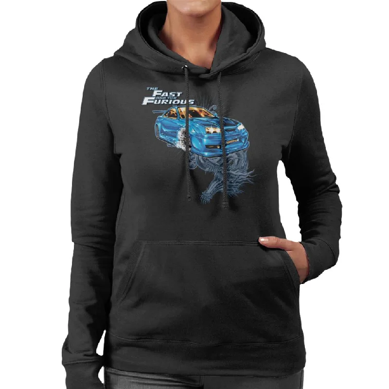 Fast and Furious Tokyo Drift Dragon Women's Hooded Sweatshirt Hoodie with Back Slit Movement Comfort Fast and Furious Tokyo Drift Dragon Women's Hooded Sweatshirt Hoodie with Back Slit Movement Comfort
