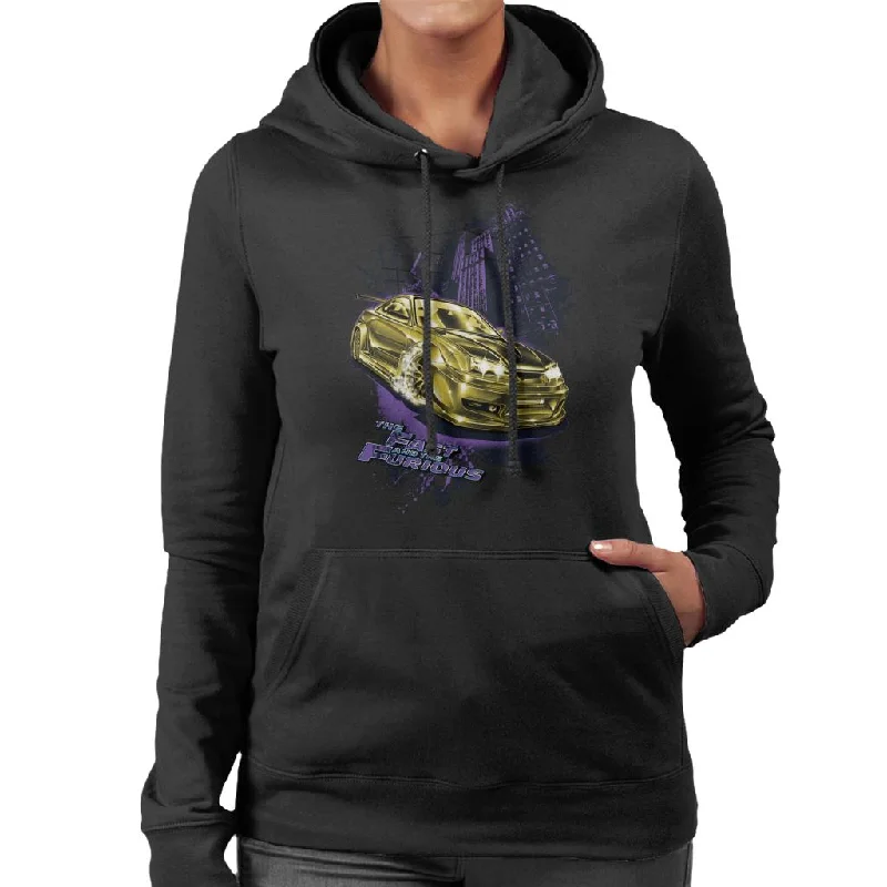 Fast and Furious Tokyo Drift Golden Car Women's Hooded Sweatshirt Hoodie with Velcro Closure Adjustable Secure