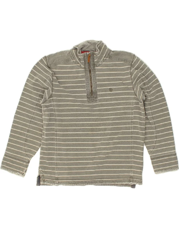 FAT FACE Mens Zip Neck Sweatshirt Jumper Large Grey Striped Cotton Hoodie with Hem Applique Textured Unique FAT FACE Mens Zip Neck Sweatshirt Jumper Large Grey Striped Cotton Hoodie with Hem Applique Textured Unique
