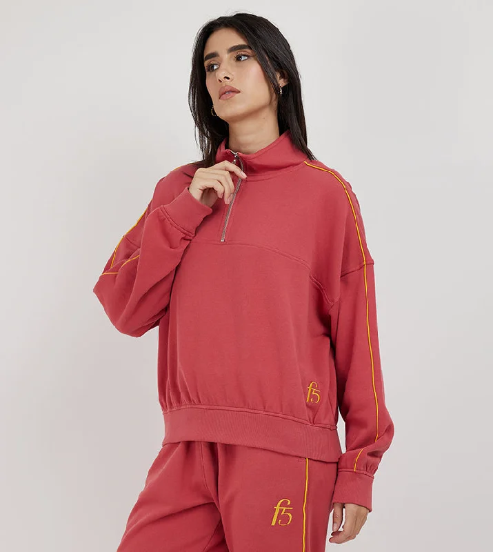 F5 HALFZIP SWEATSHIRT Hoodie with Embroidery Detailed Premium