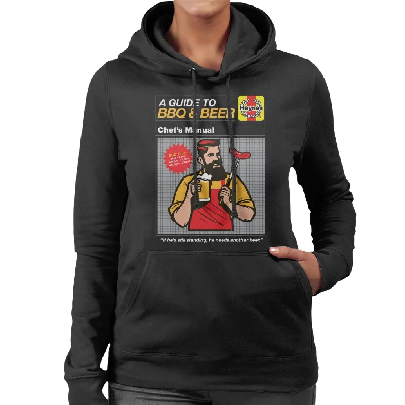 Haynes Guide To BBQ & Beer Women's Hooded Sweatshirt Hoodie with Bell Sleeves Flared Feminine Haynes Guide To BBQ & Beer Women's Hooded Sweatshirt Hoodie with Bell Sleeves Flared Feminine