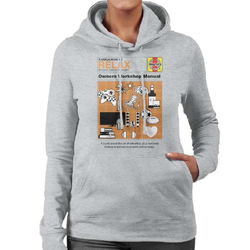 Haynes How To Relax Manual Women's Hooded Sweatshirt Hoodie with Button Classic Timeless Haynes How To Relax Manual Women's Hooded Sweatshirt Hoodie with Button Classic Timeless