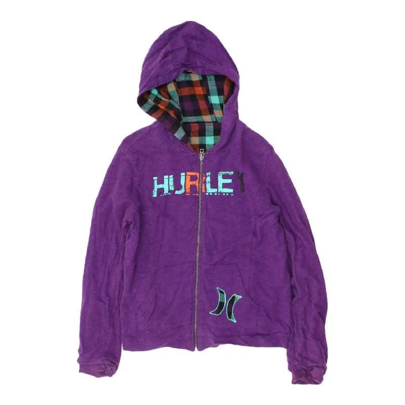 Hurley Mens Purple Reversible Full Zip Hoodie | Surf Style Designer Beachwear Hoodie with Drawstring Waist Adjustable Fitted Hurley Mens Purple Reversible Full Zip Hoodie | Surf Style Designer Beachwear Hoodie with Drawstring Waist Adjustable Fitted