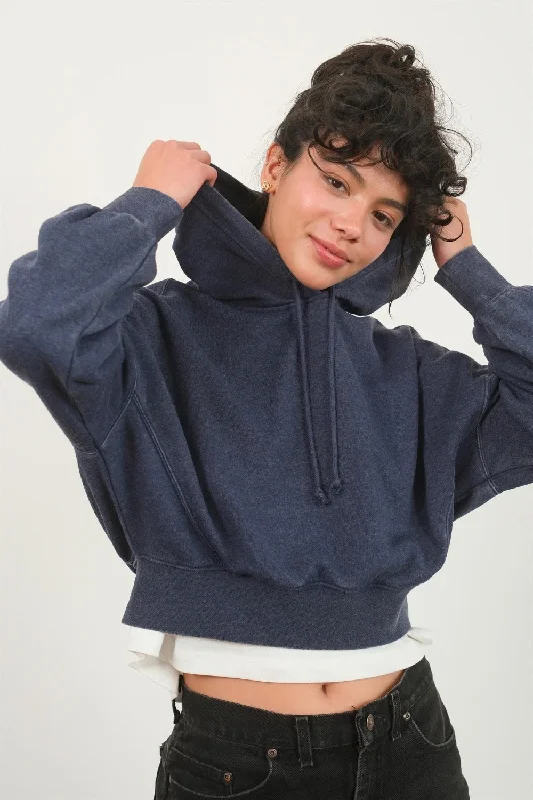 HYFVE Drop Shoulder Cropped Hoodie Hoodie with Belted Waist Structured Tailored