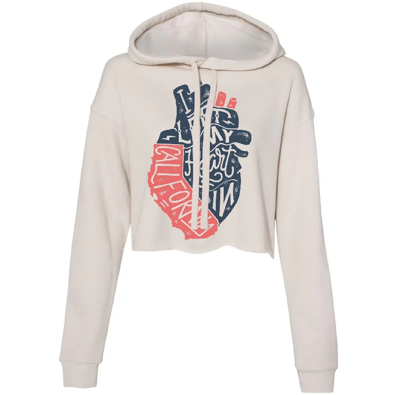 I Left My Heart In California Cropped Hoodie Hoodie with Tie-Dye Psychedelic Retro