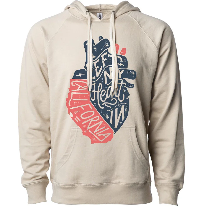 I Left My Heart In California Raglan Hoodie Hoodie with Distressed Vintage Worn