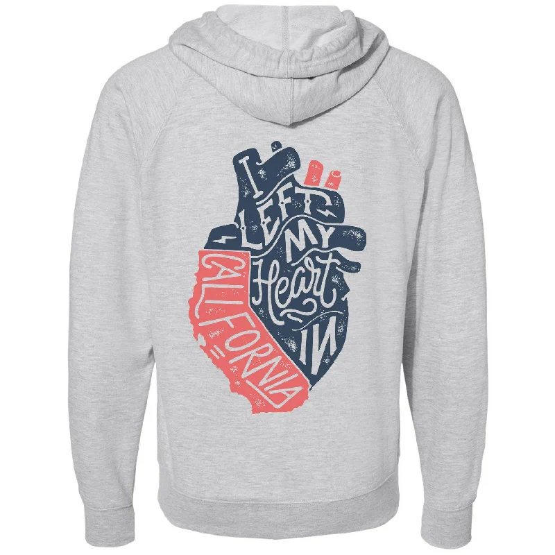 I Left My Heart In California Raglan Zipper Hoodie Hoodie with Neon Bright Vibrant