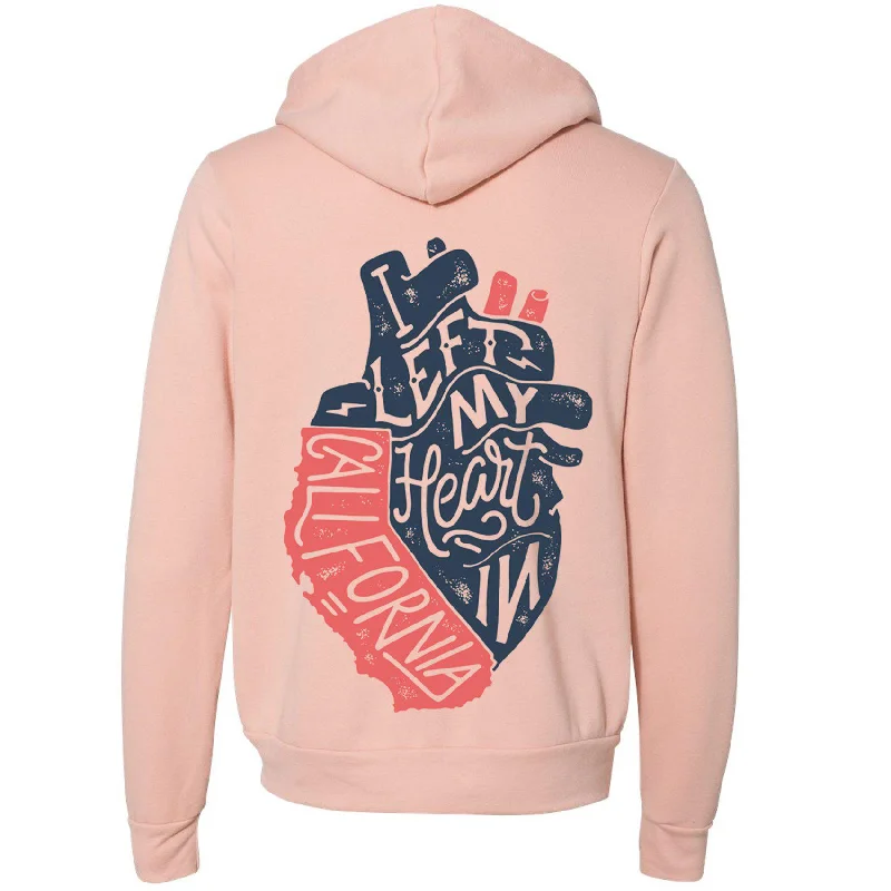 I Left My Heart In California Zipper Hoodie Hoodie with Monochrome Minimalist Simple