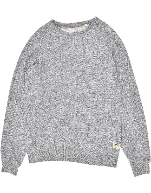 JACK WILLS Mens Sweatshirt Jumper Medium Grey Flecked Cotton Hoodie with Back Slit Movement Comfort