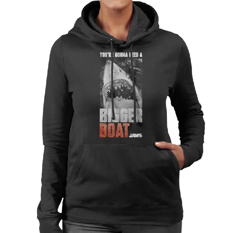 Jaws Bigger Boat Cinematic Scene Women's Hooded Sweatshirt Hoodie with Velcro Closure Adjustable Secure