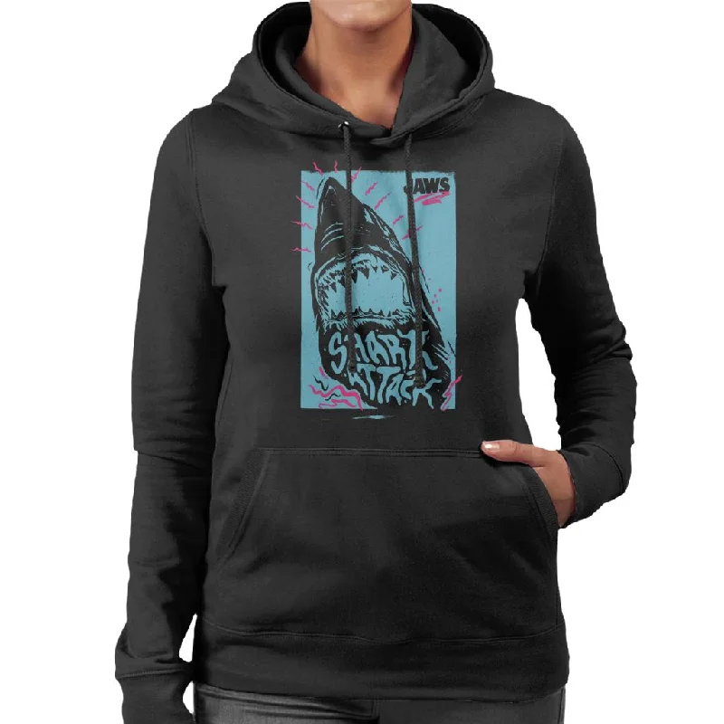 Jaws Shark Attack Wave Women's Hooded Sweatshirt Hoodie with Hem Drawcord Adjustable Customizable Jaws Shark Attack Wave Women's Hooded Sweatshirt Hoodie with Hem Drawcord Adjustable Customizable