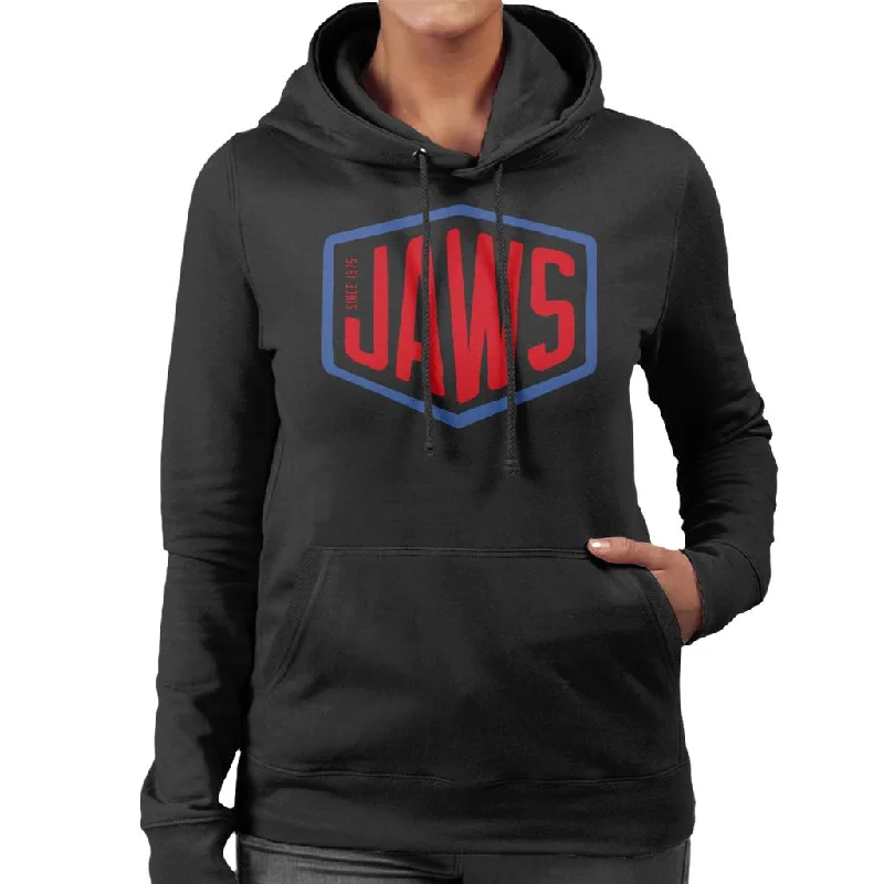 Jaws Since 1975 Red Text Women's Hooded Sweatshirt Hoodie with Raglan Sleeves Sporty Comfortable Jaws Since 1975 Red Text Women's Hooded Sweatshirt Hoodie with Raglan Sleeves Sporty Comfortable