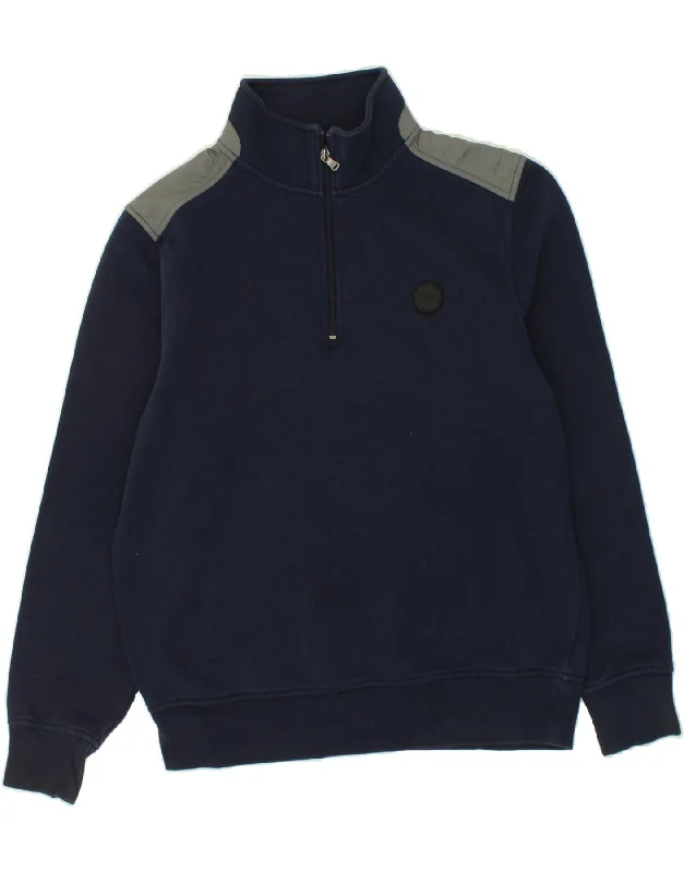MICHAEL KORS Mens Zip Neck Sweatshirt Jumper Large Navy Blue Cotton Hoodie with Relaxed Fit Easy Casual MICHAEL KORS Mens Zip Neck Sweatshirt Jumper Large Navy Blue Cotton Hoodie with Relaxed Fit Easy Casual