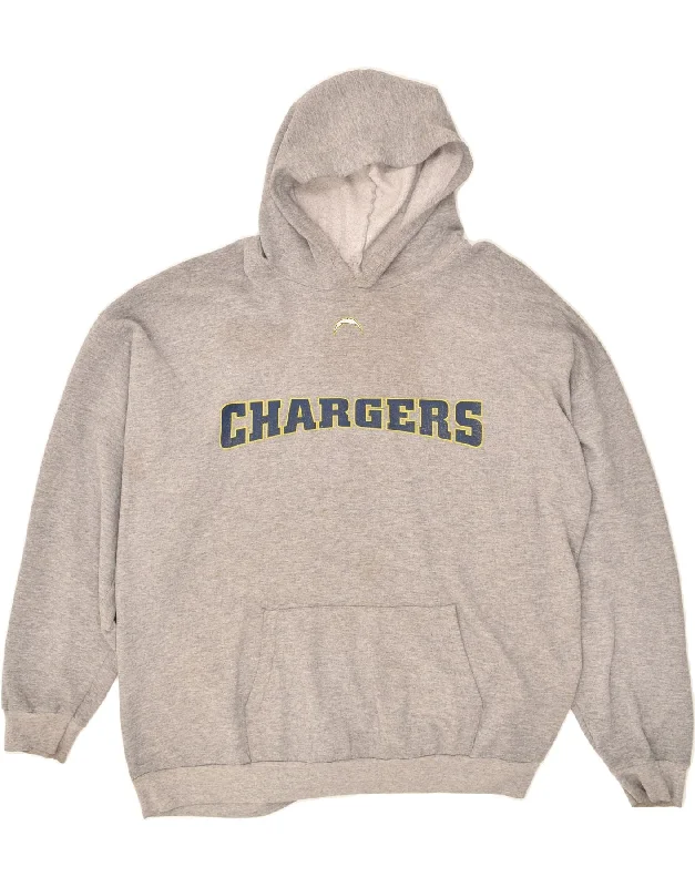 NFL Mens Chargers Graphic Hoodie Jumper 2XL Grey Hoodie with Crew Neck Simple Timeless