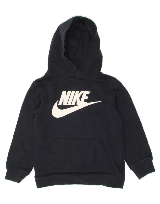 NIKE Boys Graphic Hoodie Jumper 5-6 Years Medium Navy Blue Cotton Hoodie with Mesh Breathable Sporty NIKE Boys Graphic Hoodie Jumper 5-6 Years Medium Navy Blue Cotton Hoodie with Mesh Breathable Sporty
