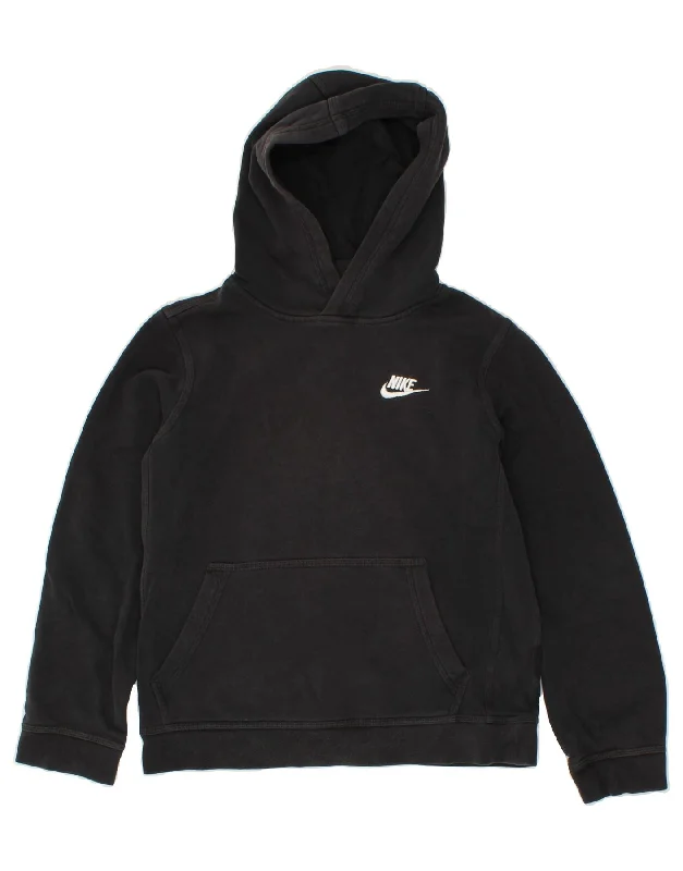 NIKE Boys Standard Fit Hoodie Jumper 12-13 Years Large  Black Cotton Hoodie with Sequins Glamorous Eye-catching