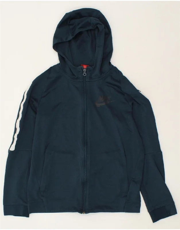NIKE Boys Zip Hoodie Sweater 13-14 Years XL Navy Blue Cotton Hoodie with Hem Patch Decorative Personalized NIKE Boys Zip Hoodie Sweater 13-14 Years XL Navy Blue Cotton Hoodie with Hem Patch Decorative Personalized
