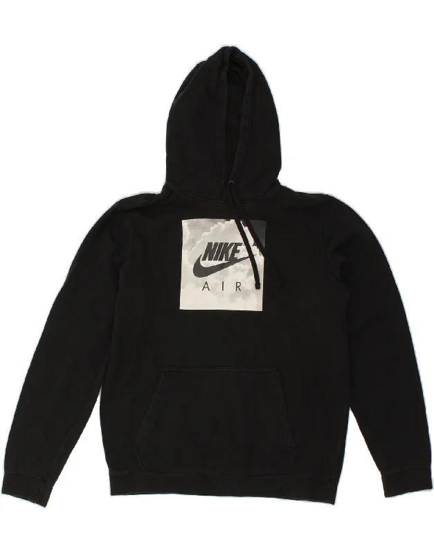 NIKE Mens Graphic Hoodie Jumper Medium Black Cotton Hoodie with High-Low Hem Asymmetrical Trendy NIKE Mens Graphic Hoodie Jumper Medium Black Cotton Hoodie with High-Low Hem Asymmetrical Trendy