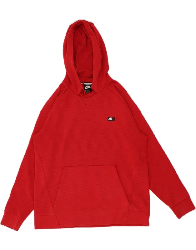 NIKE Mens Hoodie Jumper Large Red Flecked Cotton Hoodie with Button Classic Timeless NIKE Mens Hoodie Jumper Large Red Flecked Cotton Hoodie with Button Classic Timeless