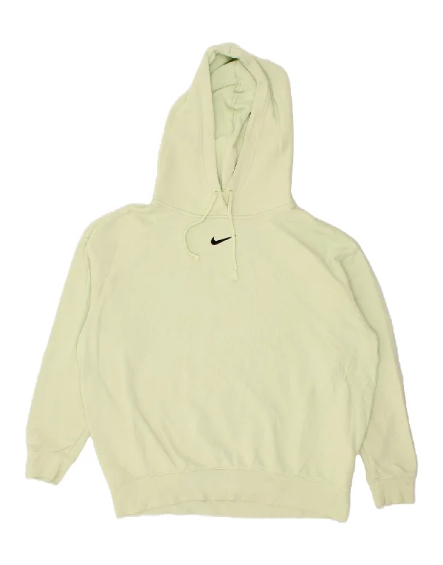 NIKE Womens Oversized Hoodie Jumper UK 10 Small Green Cotton Hoodie with Rolled Sleeves Casual Relaxed NIKE Womens Oversized Hoodie Jumper UK 10 Small Green Cotton Hoodie with Rolled Sleeves Casual Relaxed