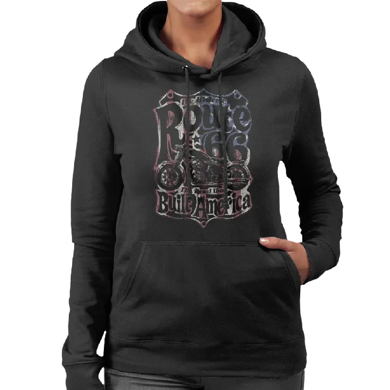 Route 66 70's US Flag Women's Hooded Sweatshirt Hoodie with Tie-Dye Psychedelic Retro