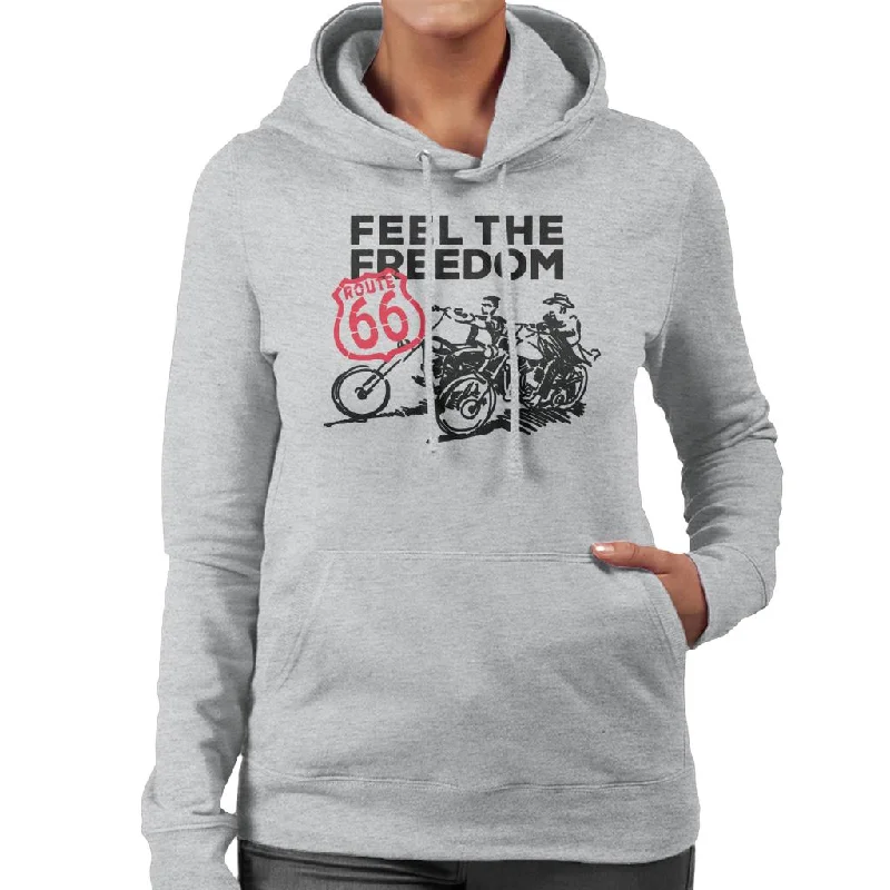 Route 66 Feel The Freedom Women's Hooded Sweatshirt Hoodie Jacket Zipper Layering